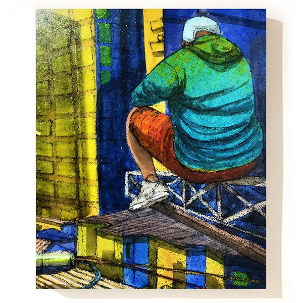Olhando do alto 2019 Acrílica e spray sobre canvas 60cm x 75cm Olhando do alto 2019 Acrílica e spray sobre canvas 60cm x 75cm