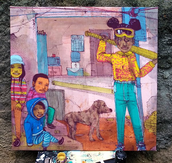 Só chegar II 2018 Técnica mista sobre canvas 100cm × 100cm Só chegar II 2018 Técnica mista sobre canvas 100cm × 100cm