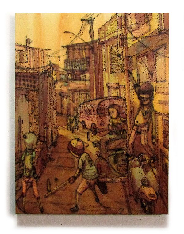 Taco, o baseball da quebrada - 2017 - Técnica mista sobre canvas - 100cm x 150cm Taco, o baseball da quebrada - 2017 - Técnica mista sobre canvas - 100cm x 150cm